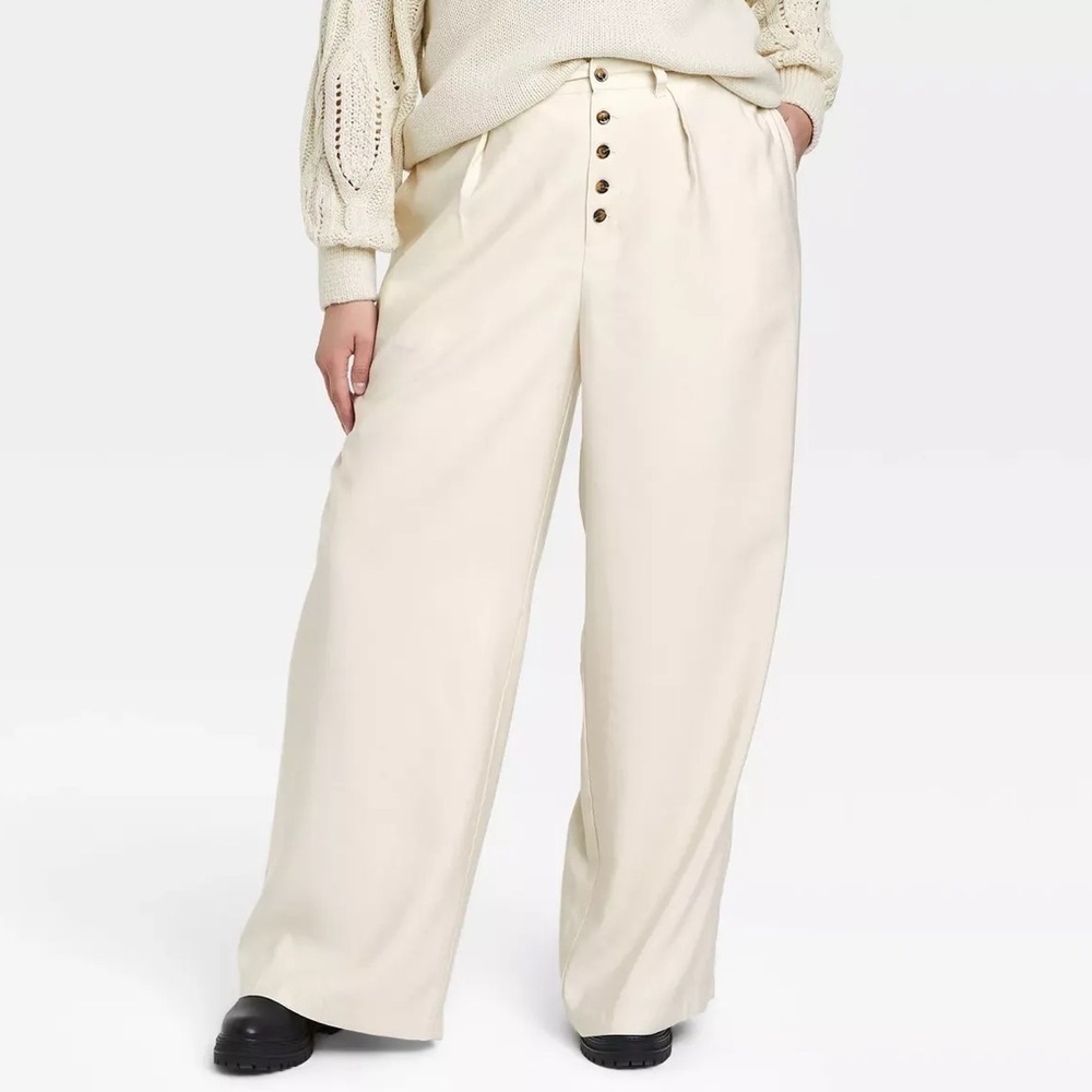 Who What Wear High-Rise Wide-Leg Pants in Birch| Size 22W